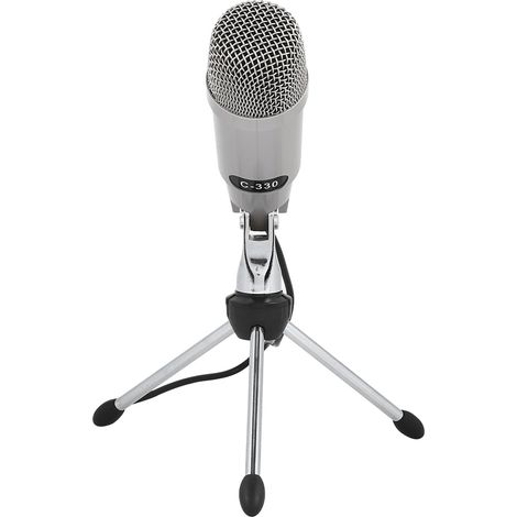 Microphone à condensateur USB 5V en alliage de zinc, enregistrement vocal PC, design argenté portable