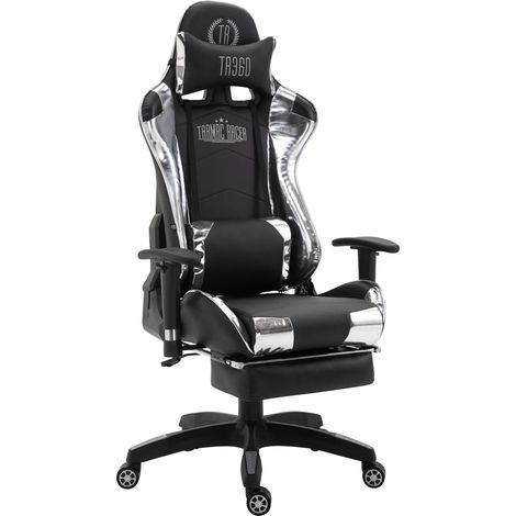Gaming Bürostuhl Turbo XL mit Fußablage schwarz/weiß Kunstleder (metallic)