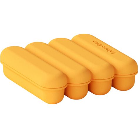 Bandeja de silicona para cubitos de hielo con 4 compartimentos, de fácil extracción - Amarilla (1/2)