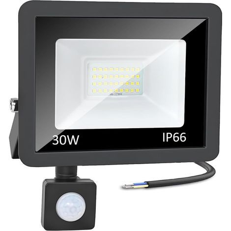 Motion Sensor Floodlight 30W 3000LM IP66 Waterproof Cool White Light 6500K For Garden Yard Garage (1/5)
