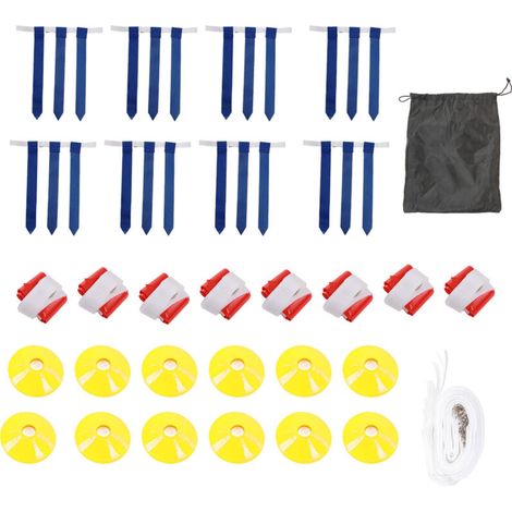 Ensemble de flag football comprenant des ceintures et des drapeaux pour enfants, adolescents et adultes, pour l'entraînement en intérieur et en extérieur (rouge et bleu). (1/5)