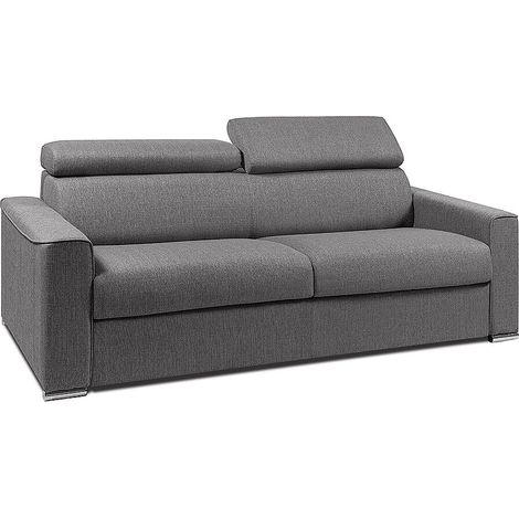 Canapé 4 places convertible express en tissu gris avec assise mémoire de forme - Couchage 160 cm - Matelas 14 cm VIZIR