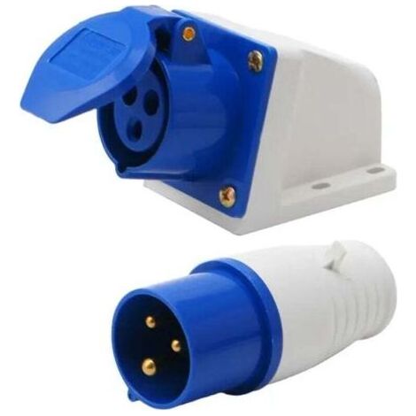 Prise industrielle 16A 220V IP44 - Alimentation camping-car - Camping/caravane - 3 broches 2P+E, étanche - Propriétaires de camping-cars (1/4)