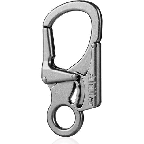 Mousqueton Double Verrou 8cm Porte-clés Extérieure Sécurité Anti-Ouverture Accidentel, EDC, Fermoir pour Clés/Laisse Canine/Sac à Dos, Plaqué Antirouille, Charge Max 100kg (1/5)