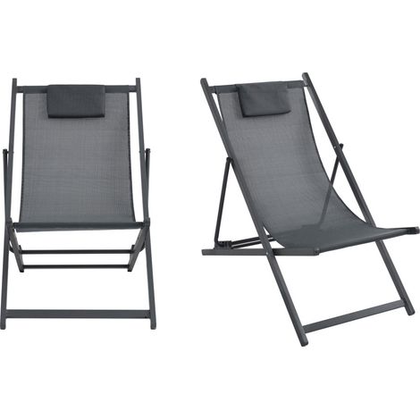 Lot de 2 chiliennes en aluminium - Gris foncé - Brisa