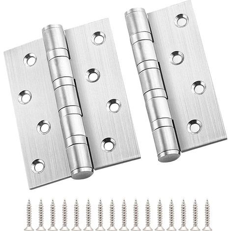 Paumelles,4 Pièces Charnières de Porte en Acier Inoxydable 100 x 80 mm avec 32 Pièces de Vis,Charnières pour Meubles de Cuisine,Armoires de Quincaillerie,Fenêtres,Boîtes en Bois Porte (1/5)