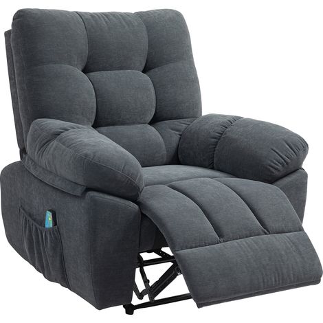 Fauteuil inclinable massant avec 8 points de vibration, repose-pieds réglable, poche latérale, gris (1/5)