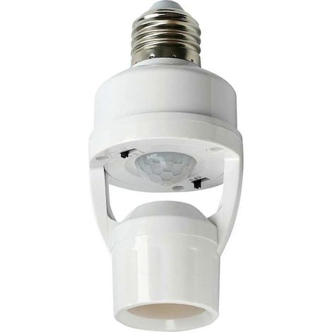 Adaptateur de douille E27 à détecteur de mouvement avec minuterie crépusculaire et temporisateur, douille automatique à sensibilité réglable pour l'éclairage domestique (1/5)