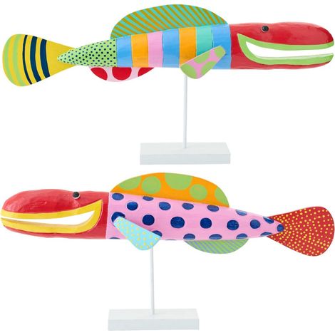 Lot de 2 Poissons Déco sur Pied "Umi" 90cm Multicolore