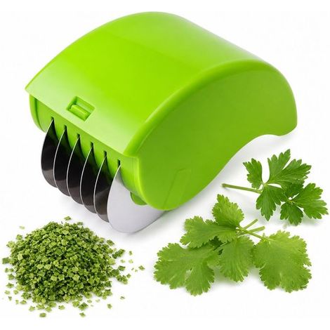 Coupe-légumes et hachoir à herbes manuel, lames en acier inoxydable avec protection des mains, pour la cuisine (1/4)