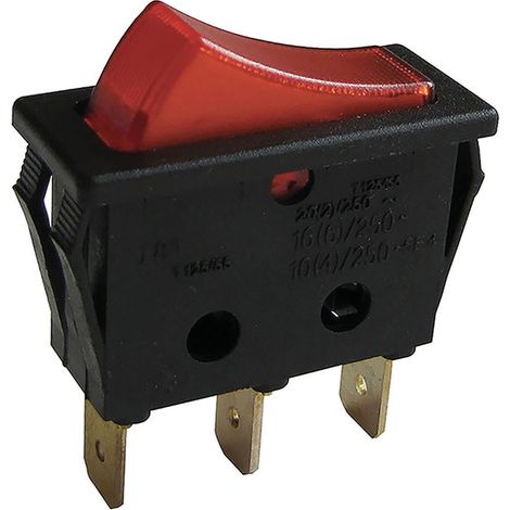 Mini interrupteur à bascule noir unipolaire lumineux à encastrer, 3750W, 15A, 250V - Tibelec (1/2)