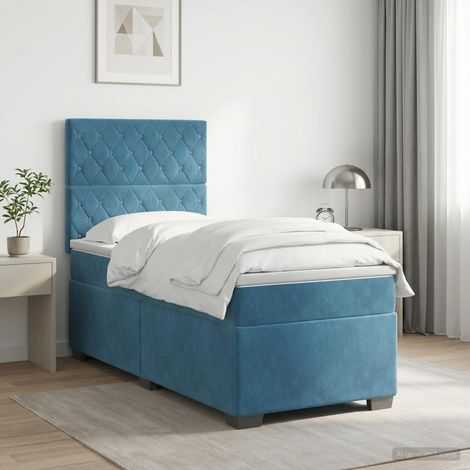 vidaXL Cama box spring con colchón Azul 100 x 200 cm Terciopelo (1/5)