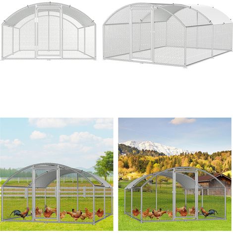 Randaco Freilaufgehege 3x4x2m Bogenaufsatz - Hühnerstall aus Metall begehbar mit 12 m² Lauffläche, Tür & Riegel - Freigehege für Hühner, Kleintiere & Pflanzen