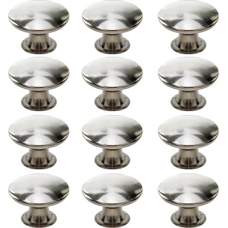 12 Boutons de Placard Cuisine, Rond Poignée de Tiroir Vintage, Petits Metal Boutons de Porte Meubles Salle de Bain 30x21mm, Argent (1/5)