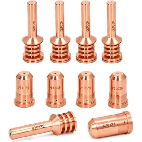 Kit de Consommables pour Découpeur Plasma, Buse de Découpeur Plasma, 5 Électrodes 420132 et 5 Buses 420134, Ensemble de Coupe en Laiton, pour PMＸ 30AIＲ (1/5)