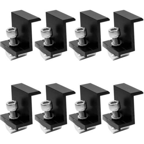 8 pièces de fixation photovoltaïque, carte de sertissage latéral 30 mm, accessoires de montage solaire noir pour toiture familiale et centrales PV (1/4)