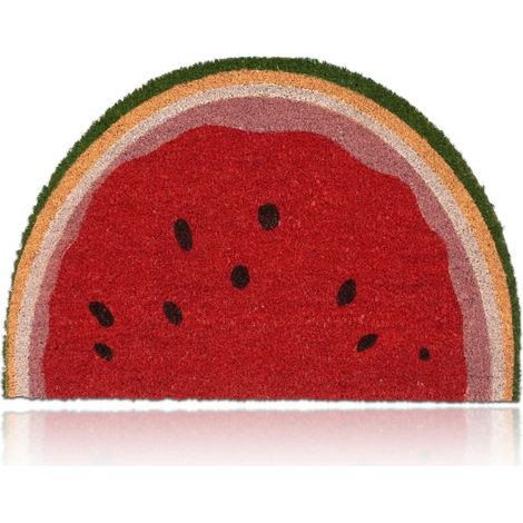 Relaxdays Zerbino in Fibra di Cocco, 40x60 cm, Design a Cocomero, Tappetino Interni e Esterni Antiscivolo, Colorato (1/5)