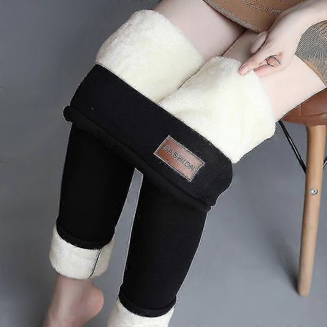 Leggings d'hiver doublés en polaire sherpa pour femmes, leggings taille haute en cachemire épais et extensible, pantalons thermiques chauds et moelleux (1/4)