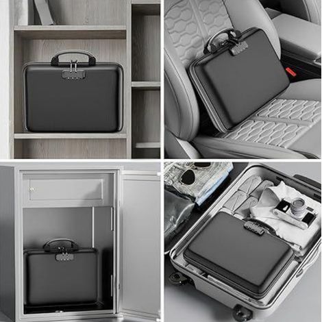 [Boîte de Stockage Sécurisée Portable] + [A39] + [Coffre-fort Incendie et Imperméable pour Documents] + [Dimensions 39.5x29.5x7.5cm, Coque Rigide EVA Silicone avec Cadenas, Grand Organisateur pour Fic (1/5)