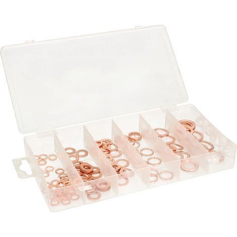 KOTARBAU Assortiment de 110 rondelles d'étanchéité en cuivre dans une boîte de rangement (1/5)