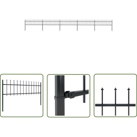 The Living Store Gartenzaun mit Speerspitzen Stahl 8,5 x 0,6 m Schwarz - Gartenzaun - Stahlezaunt - Metallzaun - Zaun Schwarz - Zierzaun (1/5)