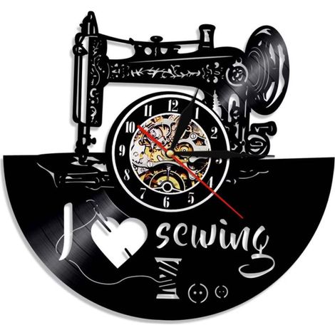 Horloge murale vintage en vinyle Gnobogi, inspirée des machines à coudre, en promotion. (1/5)