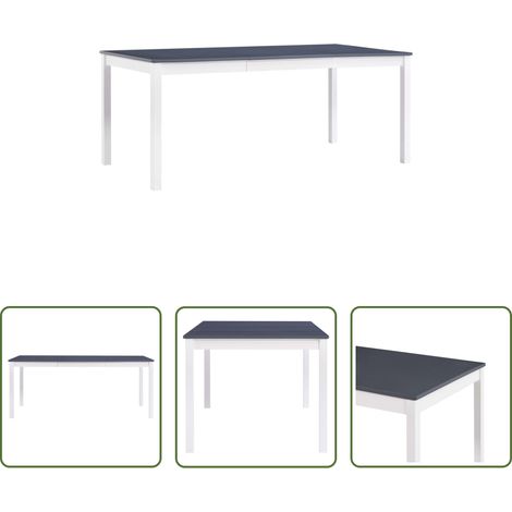Minimalistischer Esstisch - Esstisch Weiß und Grau 180 x 90 x 73 cm Kiefernholz (1/5)