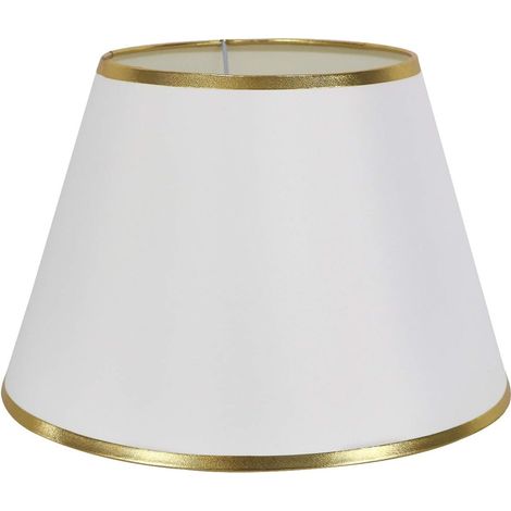 Abat-jour simple pour lampe de table, de chevet ou murale, 30 cm, blanc avec bordure dorée (1/5)