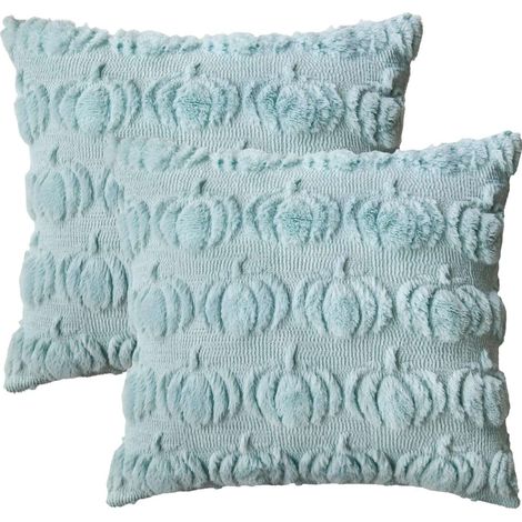 Federe decorative autunnali con zucche, blu, 45x45 cm, 2 pezzi.