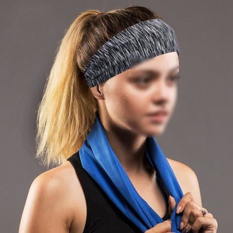 Bandeau de tête Elastique Antidérapant Bandeau Cheveux Sueur Absorbant pour Running Yoga gris - Femme - Gris HB053 (1/4)