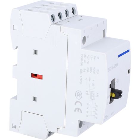 Contacteur Modulaire AC 230V 25A 4P (4NO) avec Commutateur Manuel – Interrupteur de Commande pour Maison, BCH8-25M (1/3)