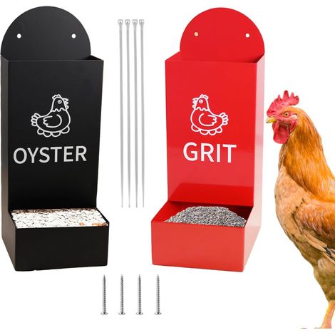 Lot de 2 mangeoires pour poulet, huîtres, bols à collation, abreuvoir extérieur, fournitures pour animaux domestiques, équipement d'alimentation pour 6 poulets (1/5)