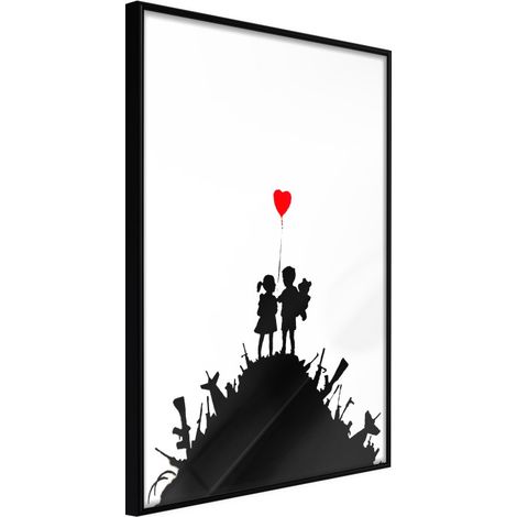 Affiche Murale Encadrée "Banksy Kids on Guns" 30 x 42 cm Noir