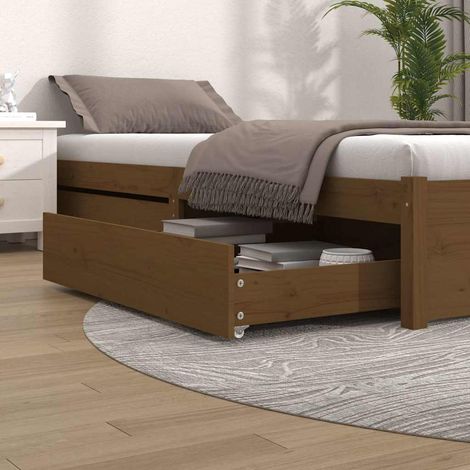 Lot de 2 Tiroirs de lit Style Classique - Marron miel Bois de pin massif BV753320 - BonneVie (1/5)