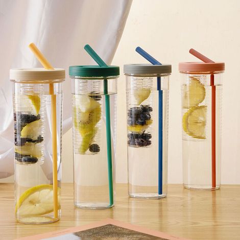 Bouteille d'eau de 601 ml (incluse) à 700 ml (incluse) avec paille et dispositif de trempage
