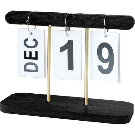 Ewiger Kalender mit Blättern auf einem Holzständer – elegant für Zuhause, Bibliothek oder Büro, schwarze Farbe (1/5)