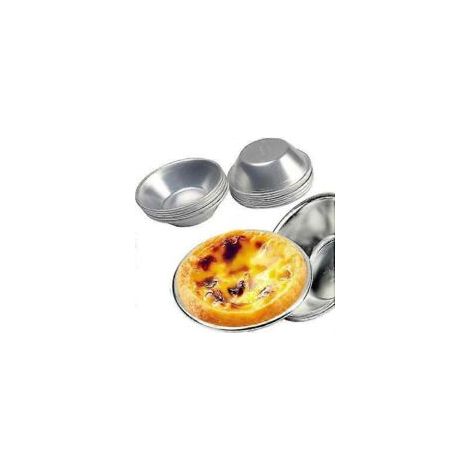 Molde para tartaletas de huevo, juego de 10 moldes gruesos, reutilizables y antiadherentes para tartaletas de huevo, pasteles de nata y horneado. Molde redondo para crema pastelera. - Crezuo