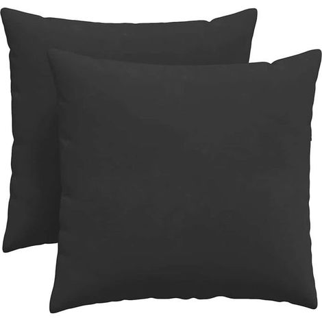 2 coussins canapé, 45x45 cm, housse amovible, tissu noir, polyester, pour salon moderne