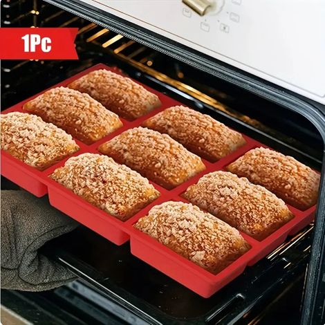 Moules à mini-pains en silicone (rouges, 1 pièce par paquet), moules à mini-pains – adaptés à la cuisson de pain de maïs, de brownies, de cheesecakes, de chocolat et de petits pains résistants au fou (1/5)