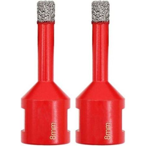 Forets Diamant 2 Pièces 8mm Trépans de Forage avec Filetage M14 pour Perçage à sec en Porcelaine Carrelage Granit Marbre