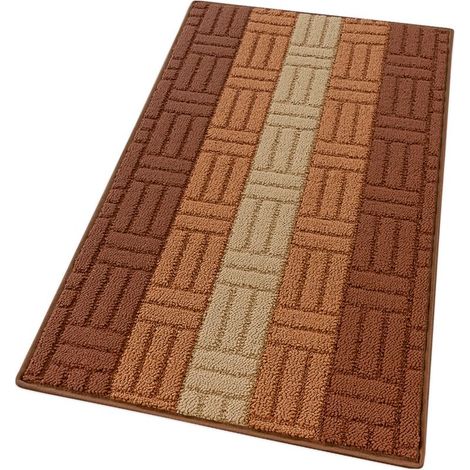 Tapis de Cuisine Tissage 3D Bordé Absorbant Antidérapant En Différentes Tailles Marron - 57x40 cm (1/4)