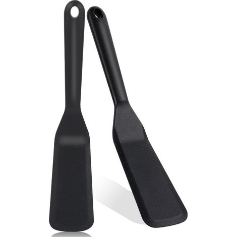 2er Set Silikon Spatel Schwarz, Hitzebeständig, Antihaft, 25cm