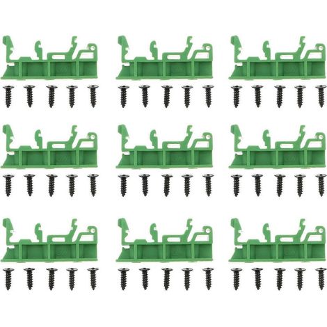 Packung mit 10 DIN-Schienen-Montageadaptern für Leiterplatten, geeignet für elektrische Heimwerkerprojekte. – 4,4 x 2 x 1 cm – Grün (1/2)