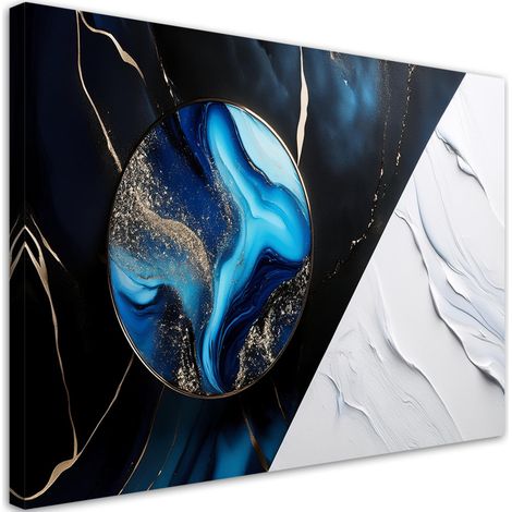 Tableau déco Abstraction bleue avec effet 3D doré 60x40 (1/5)