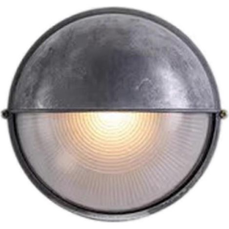 Runde, feuchtigkeitsbeständige LED-Wandleuchte im Retro-Stil mit E27-Fassung für den Außenbereich, Industrie-Look, aus Aluminium und Glas, ideal für Garten oder Veranda. (1/5)