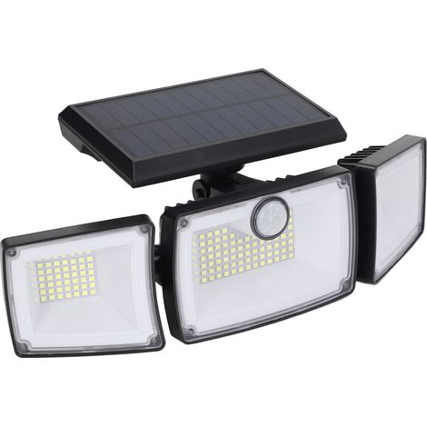 3-flammige Solar-Wandleuchte, 6 W, 7700 K, IP65, einstellbar, hochempfindliche Solar-Induktionsleuchte für Haus, Tor, Garage, Hof (1/5)
