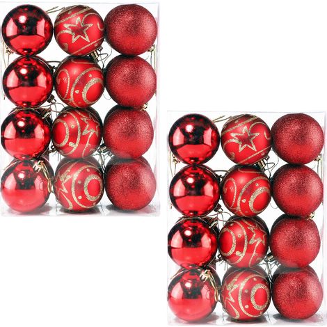 CASARIA® Christbaumkugeln Ø 6cm Kunststoff matt glänzend Christbaumschmuck Anhänger Weihnachtsbaumkugeln Weihnachtsdeko Weihnachtsbaum  Rot 48er Set
