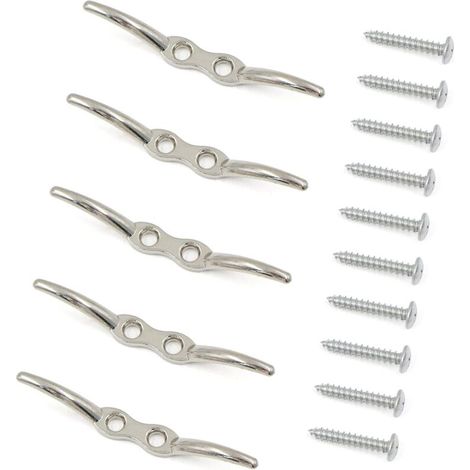 Taquets d'amarrage Crochet Aveugle Mât 5 Pièces en Acier Inoxydable Serre Câble Crochet de Mât de Drapeau Taquet D'amarrage Taquet de Bateau Accessoires Vis de Montage Incluses.11cm (1/5)