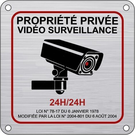 Panneau Camera Surveillance Aluminium, 15×15 cm Sécurité de La famille 24H Vidéo Panneau Camera Surveillance avec Autocollant et Trous Pré-percés pour Intérieur/Extérieur (1/4)