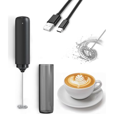 Mousseur à lait électrique, mousseur à lait rechargeable, mini mixeur portable pour café/café au lait/cappuccino/chocolat chaud